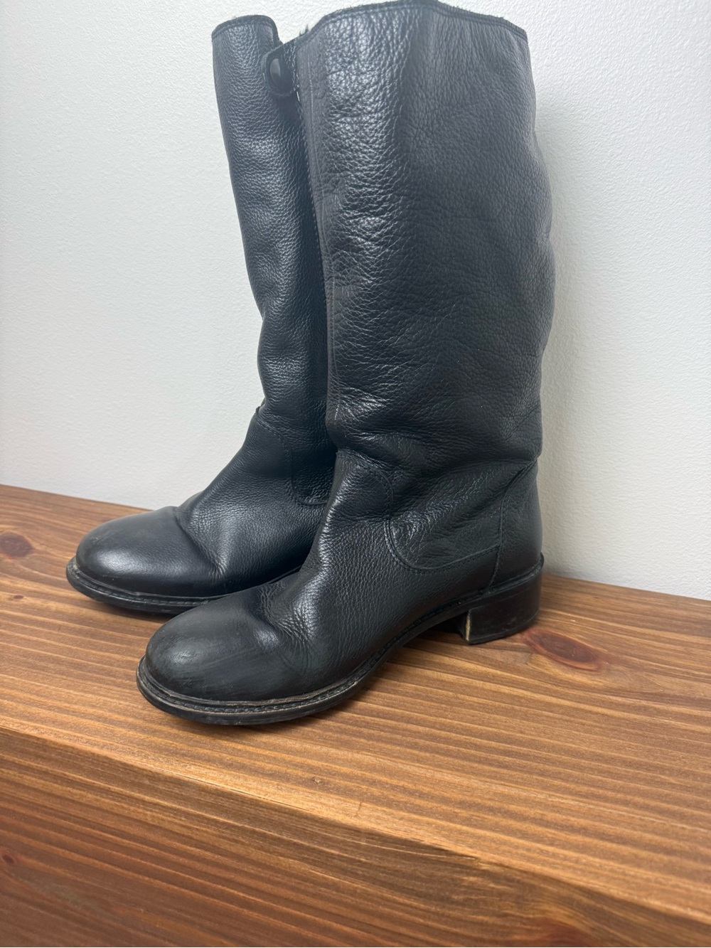 Vince Black Leather Mid-Calf Women's Boots